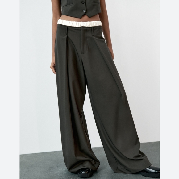 Zara WIDE COMBO BOXER PANTS Size M - Picture 3 of 7